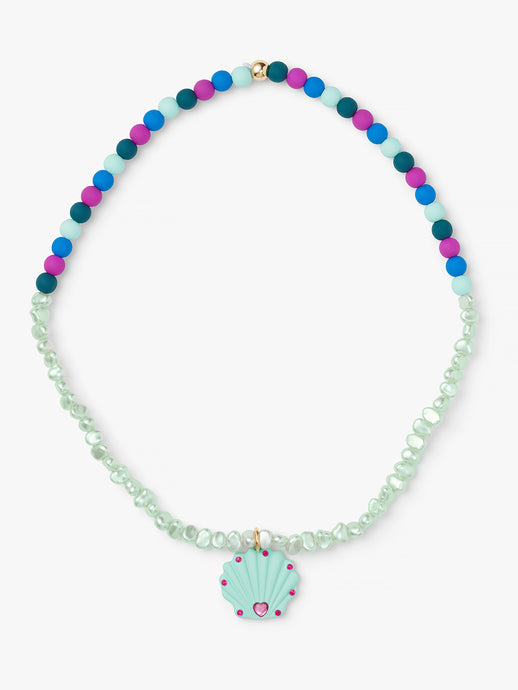 Seashell and Pearlized Bead Necklace