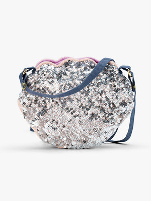 Stych Girls Blush Pink Shell shape Reversible Crossbody Bag With Hand-Sewn Beading, Embroidery & Sequin Detail , One Size