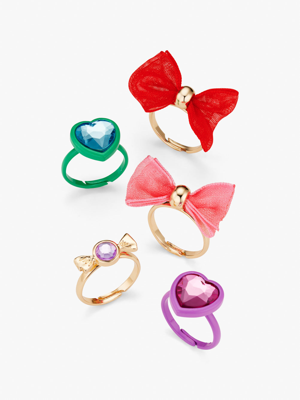 Pack of Five Statement Jewel Rings