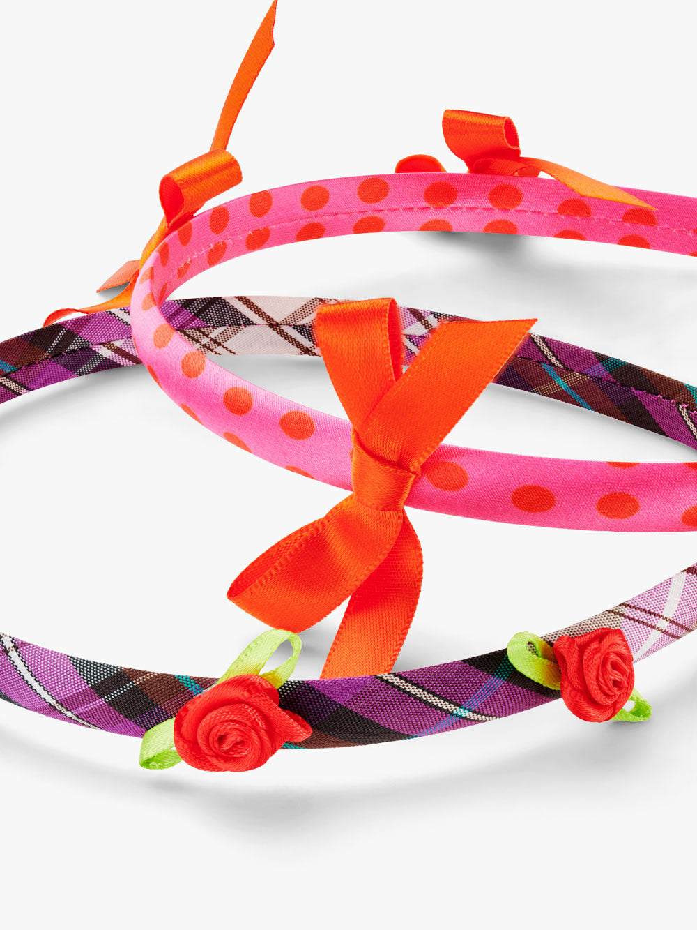 Check Rose and Bow Headband Set