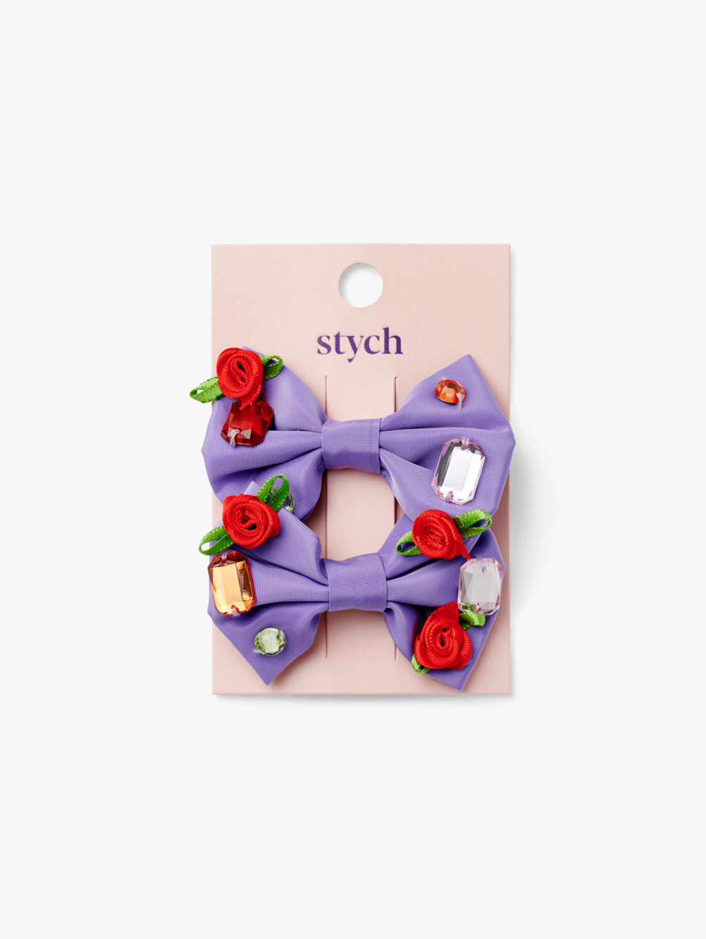 Taffeta Bow Rose Gem Hair Clips