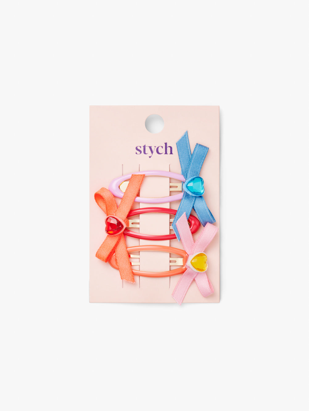 Bow and Heart Gem Hair Clips