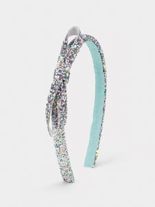 Stych Girls Silver Crunch Gltter Bow Headband