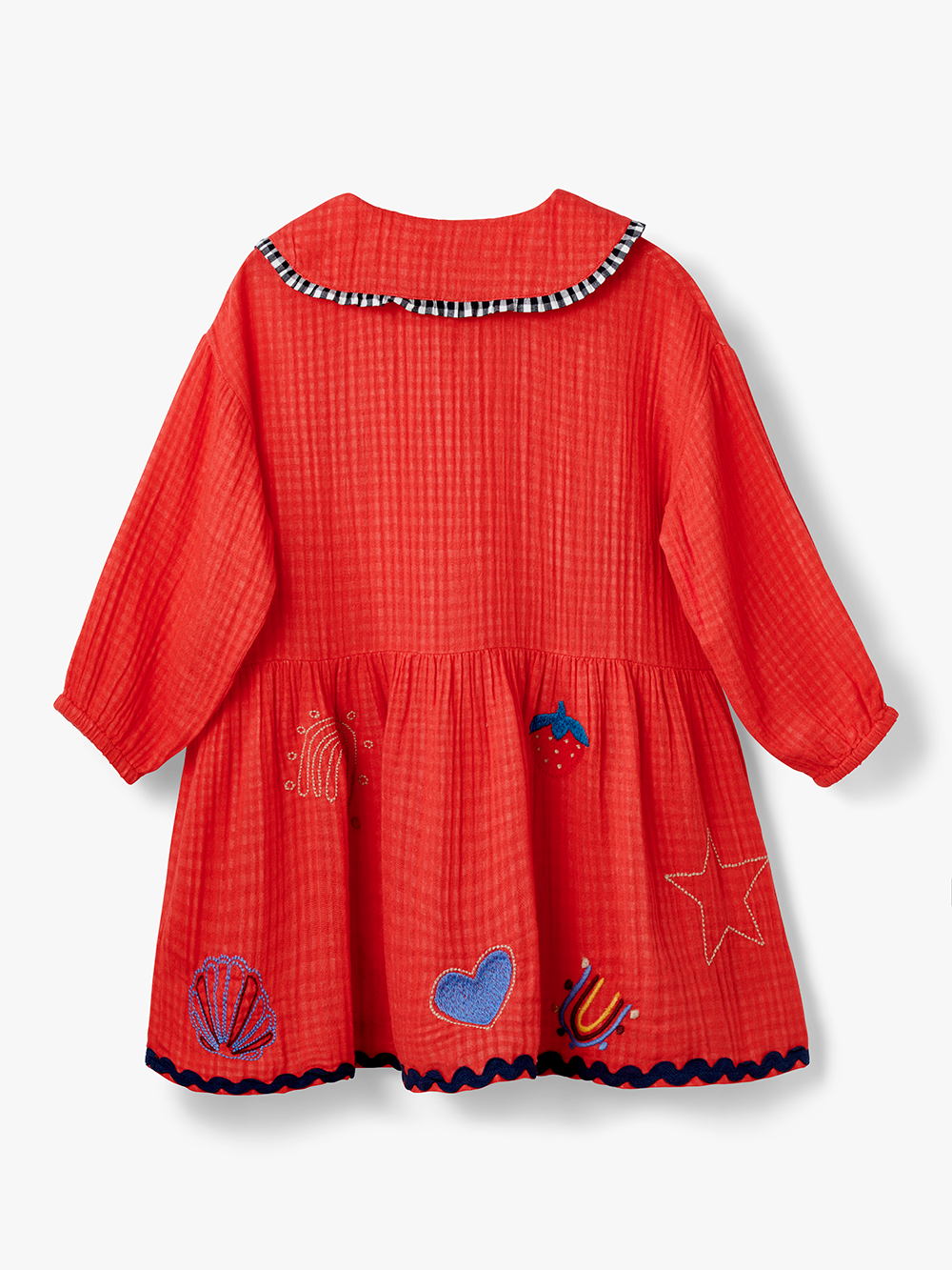 Smock Ric Rac Trim Embroidered Dress