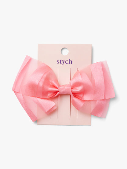 Stripe Tulle Bow Hair Clip