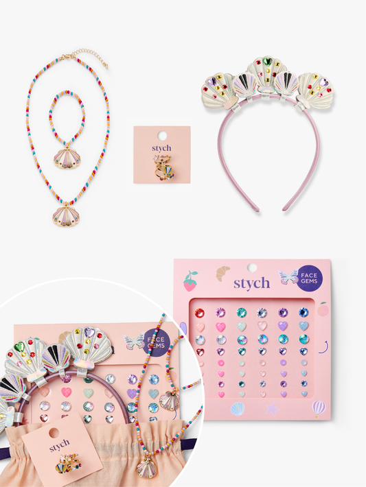 Stych Kids Pink Mermaid Seashell Dress up Accessories Gift Set 