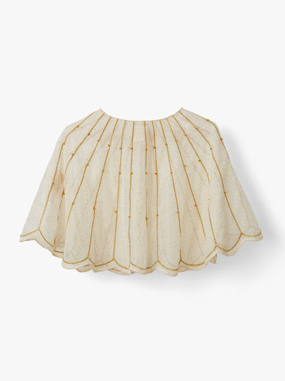 Gold Sparkle Tulle Cape Cream