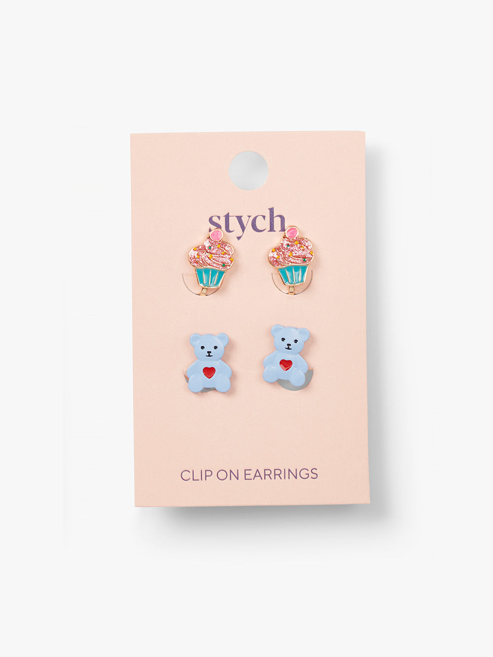 Clip-on Earrings 2 Pairs Teddy and Cupcake