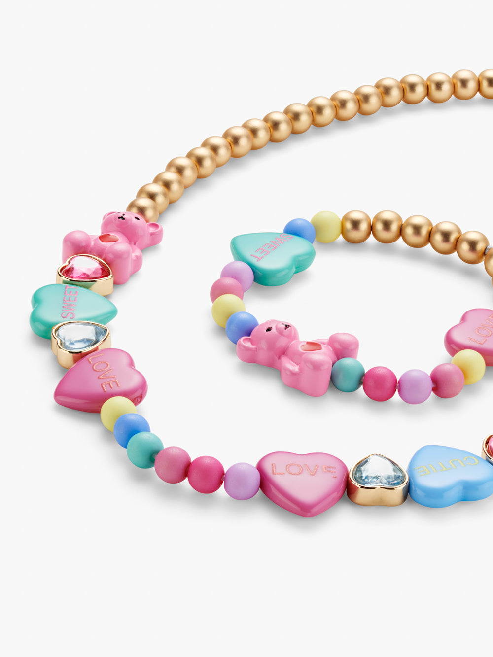 Teddy and Heart Beaded Jewellery Set