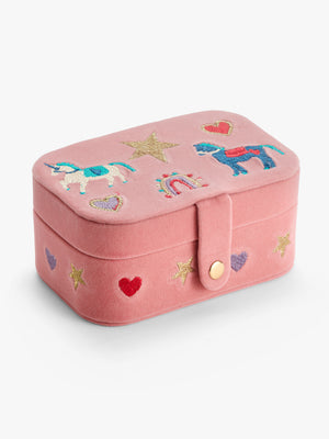 Stych Girl's Pink Velour Unicorn Heritage Character Jewellery Box