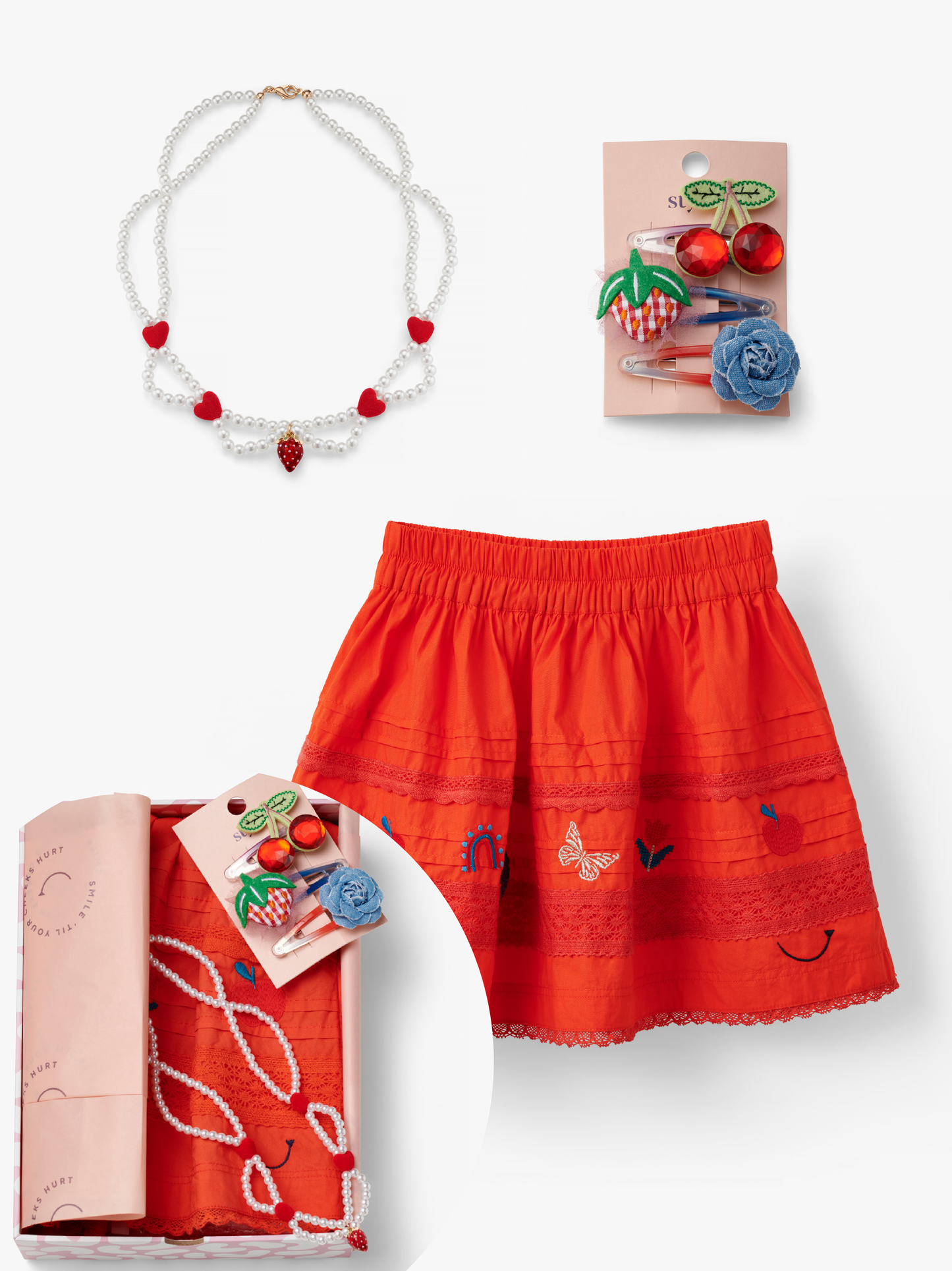 Strawberry Red Skirt and Accessories Gift Box