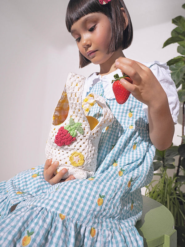 Strawberry Gingham Crochet Bag