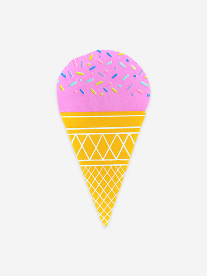 Pink Sprinkle Ice Cream Shape Napkins (x16)