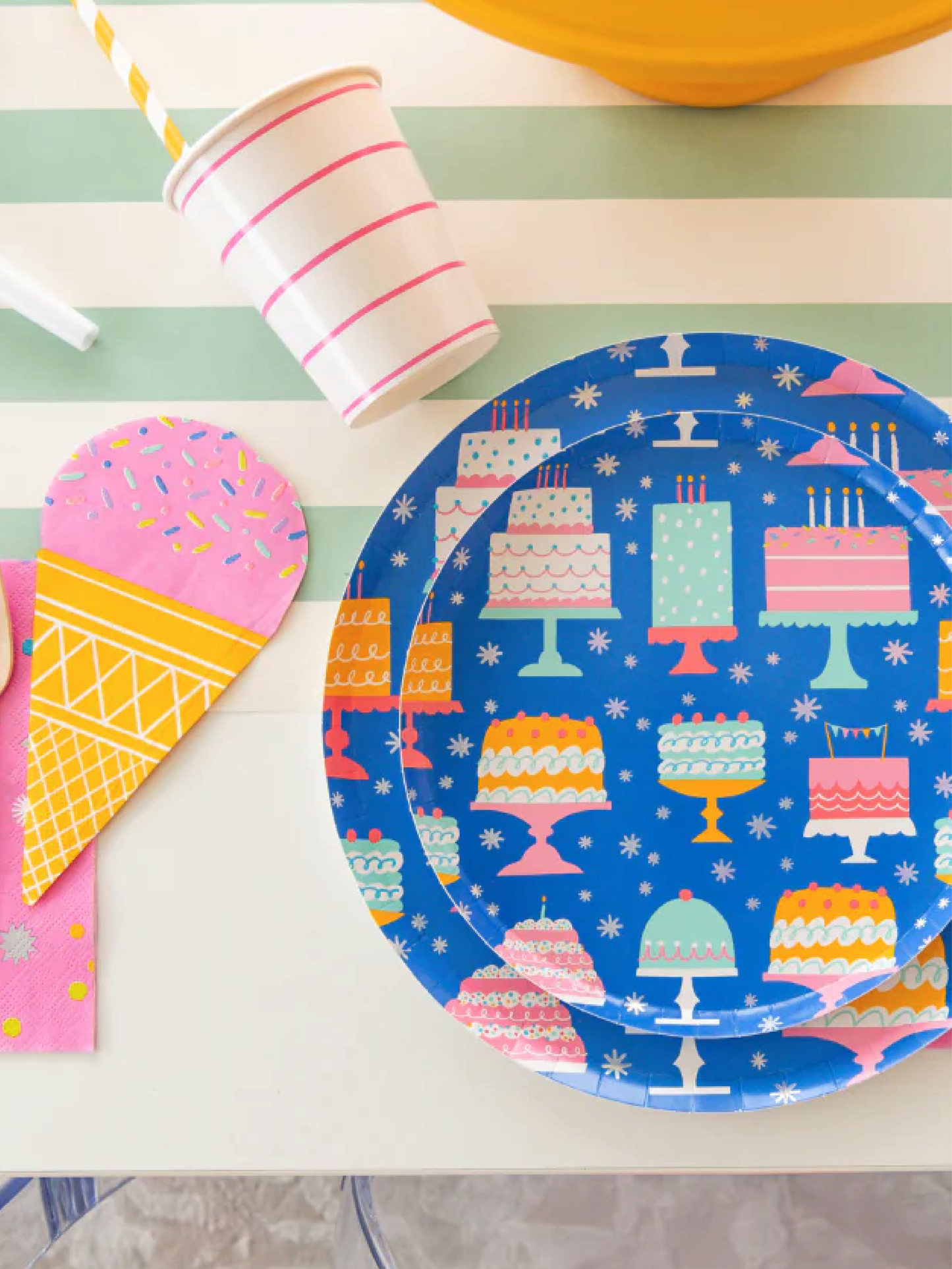 Pink Sprinkle Ice Cream Shape Napkins (x16)