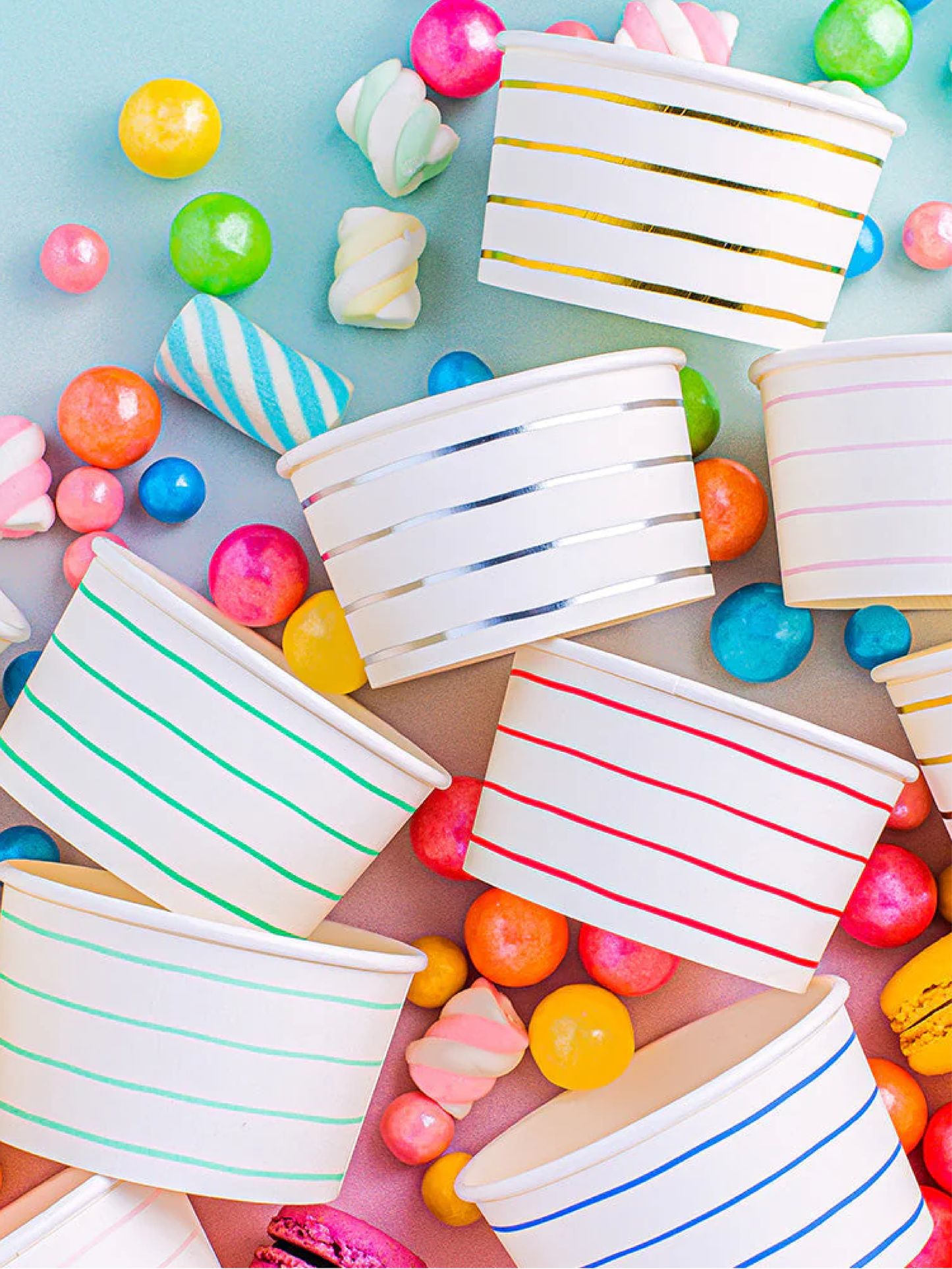 Pink French Stripe Treat Cups (x8)