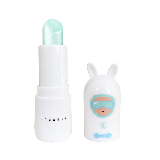INUWET Brand Kid Friendly cupcake -scented Lip Balm with Ski character face packaging snow white