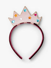 Load image into Gallery viewer, Stych Girl&#39;s Pink Gem Crown Velour Headband, one size 