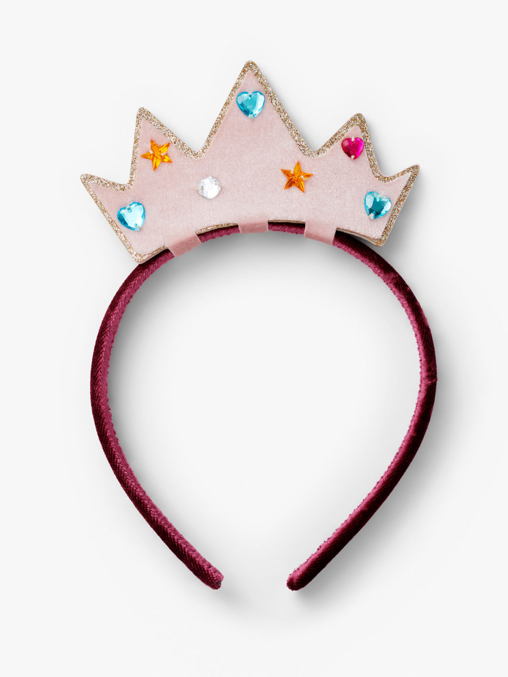 Stych Girl's Pink Gem Crown Velour Headband, one size 