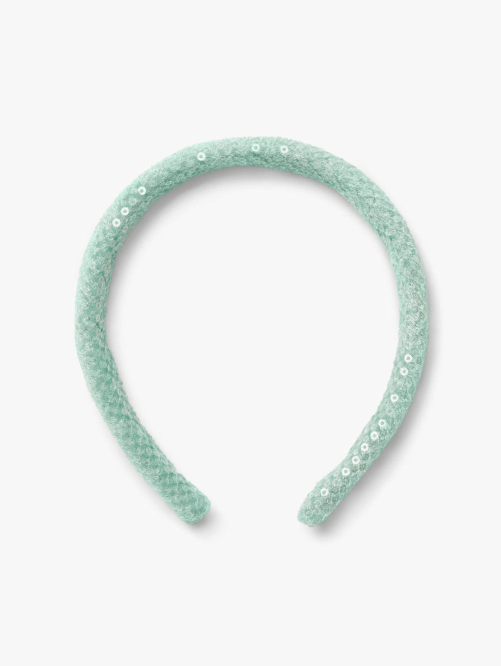 Stych Girls Mint or soft green colour sparkly sequin embellished slightly padded headband 