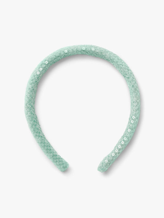 Stych Girls Mint or soft green colour sparkly sequin embellished slightly padded headband 