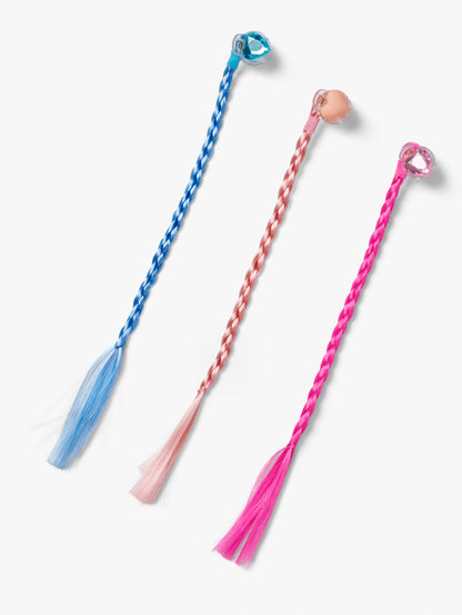 Stych Girls 3 Pack Faux Colour Hair Plaits Heart Claw Clips 
