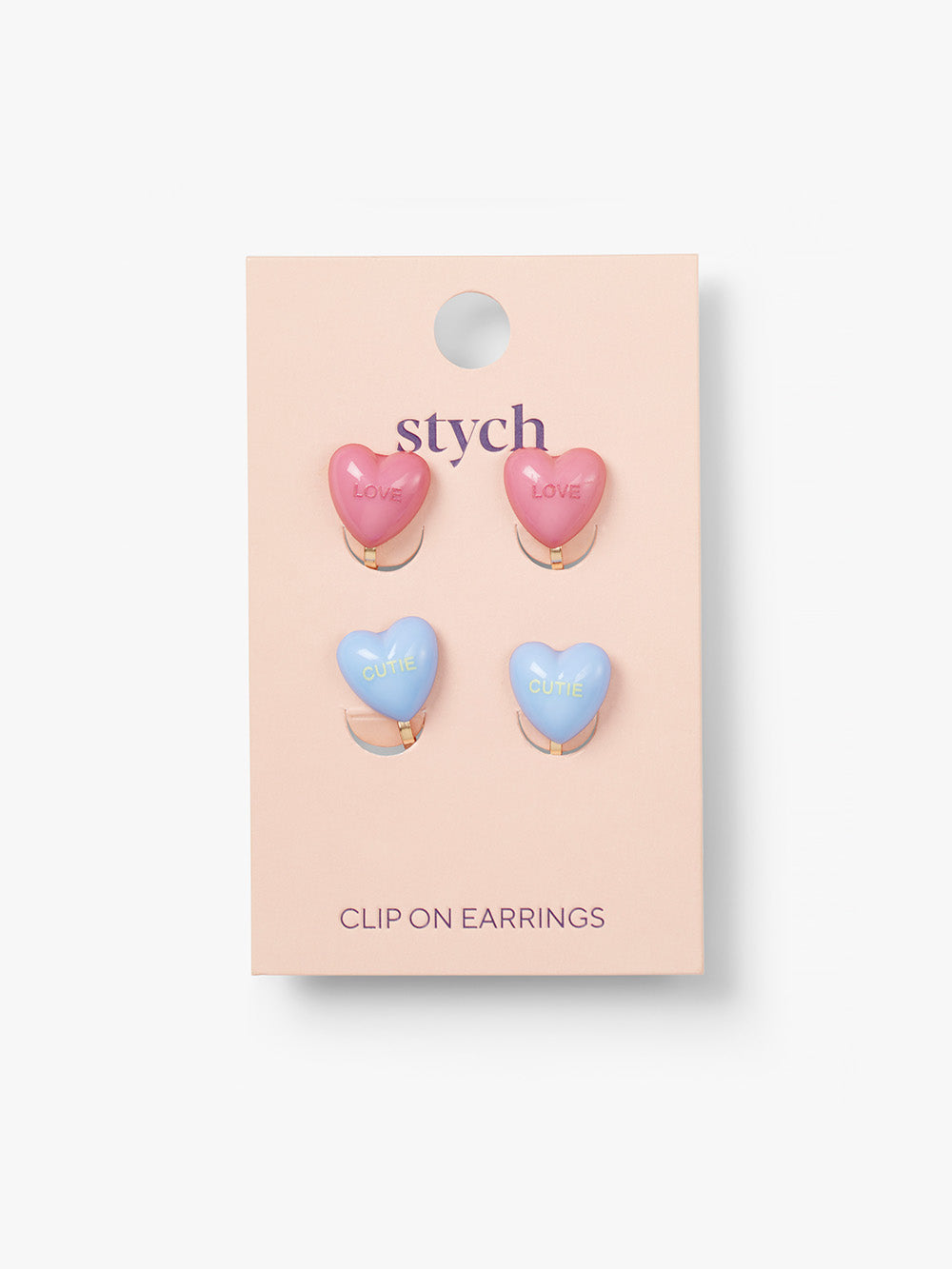 Clip-on Earrings 2 Pairs Slogan Hearts