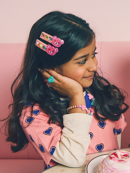 Teddy and Gem Hair Clips 2 Pack