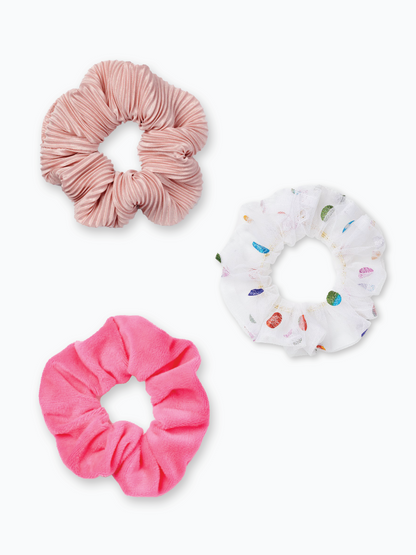 Pink Trio Scrunchie Party Set