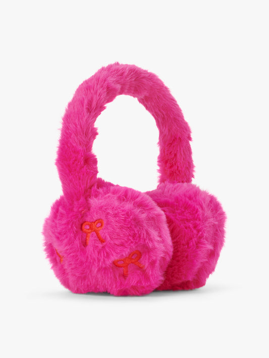 Hot Pink Bow Faux Fur Earmuffs