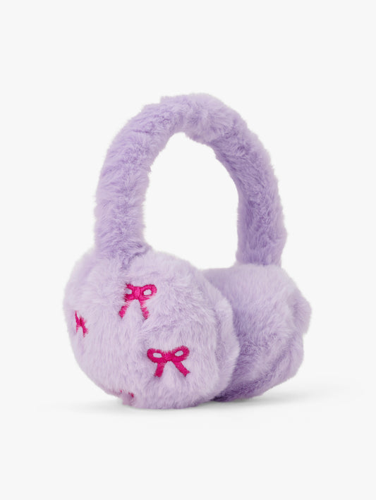 Lilac Bow Faux Fur Earmuffs