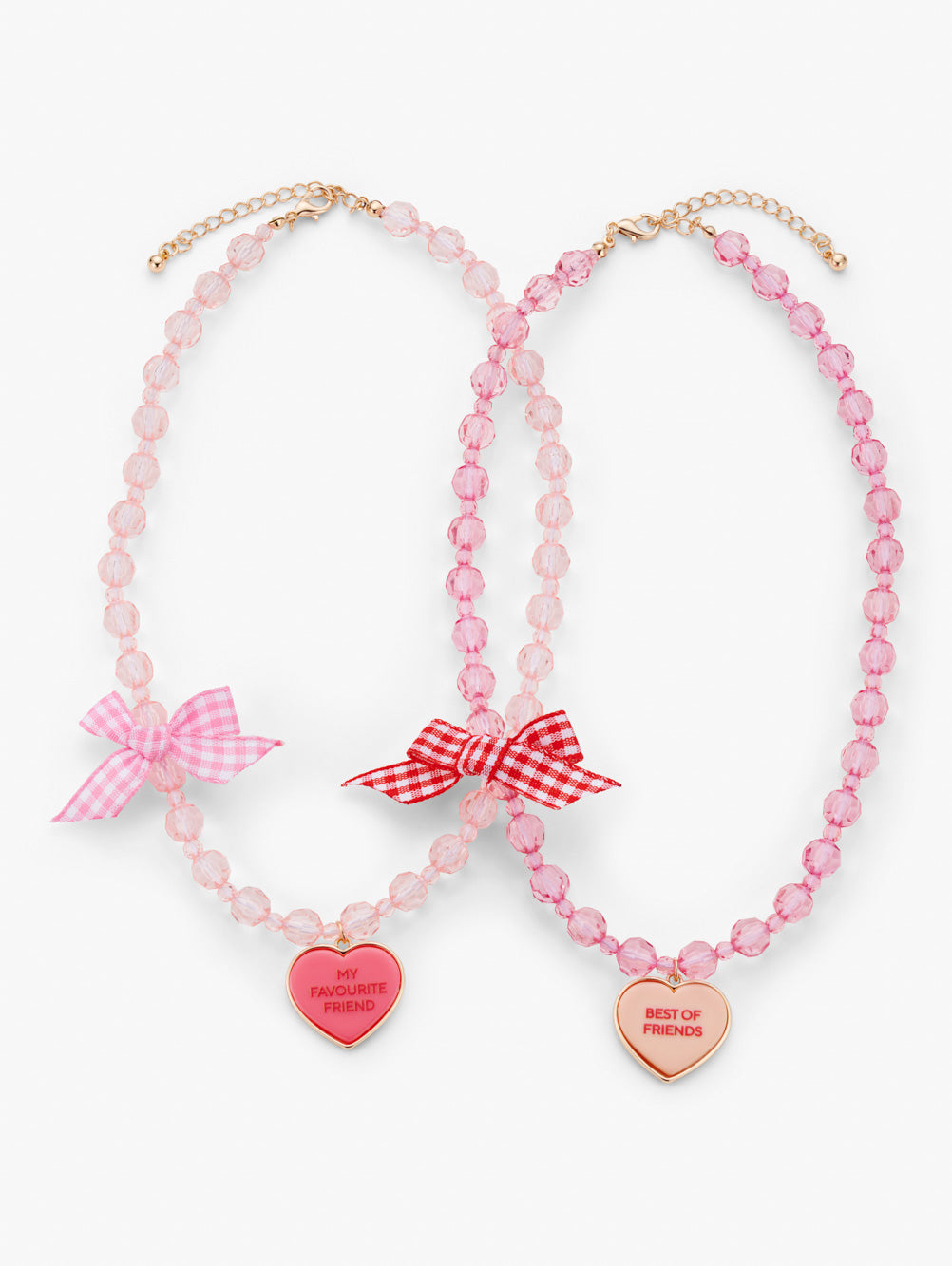 BFF Heart Beaded Necklace Set 2 Pack