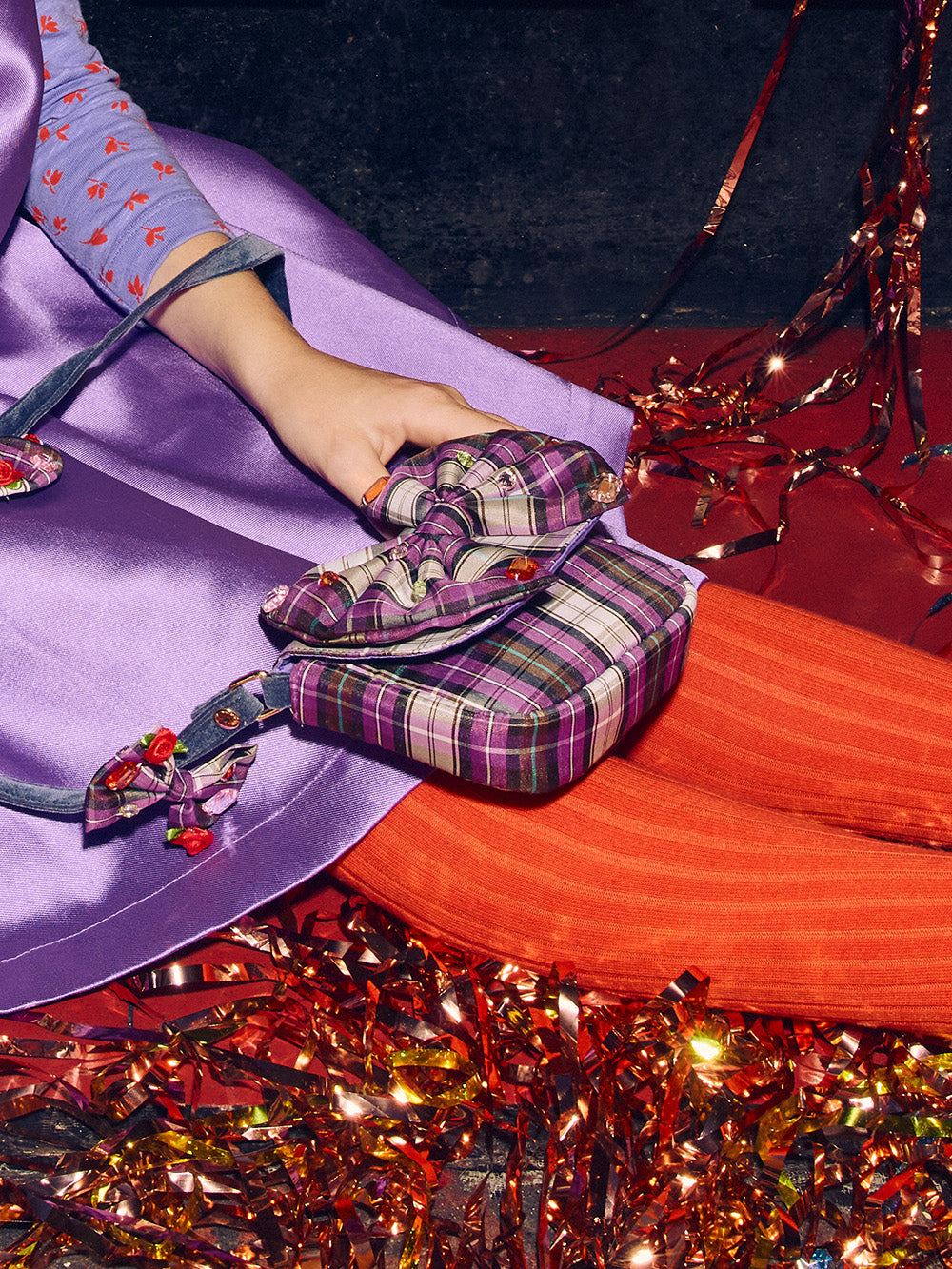 Check Taffeta Bow Crossbody Bag