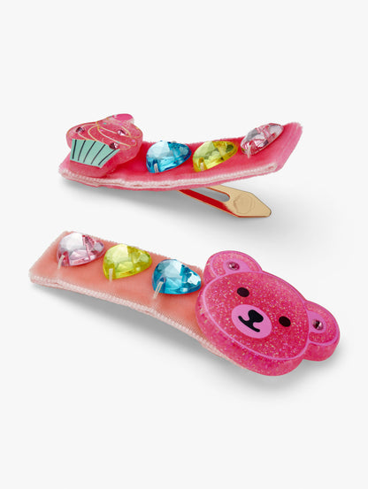 Teddy and Gem Hair Clips 2 Pack