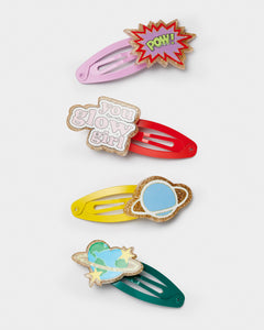 Stych Girls' Glow Girl Hair Clip Set Multi colour 4 pk 