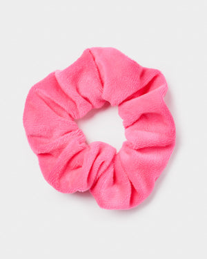 Stych Girl's Neon Pink Velour Hair Scrunchie Pink