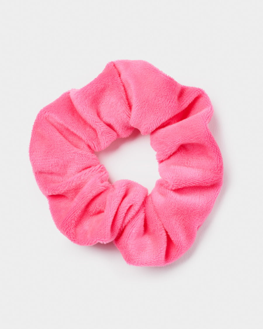 Stych Girl's Neon Pink Velour Hair Scrunchie Pink