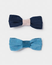 Load image into Gallery viewer, Stych Girls&#39; Grosgrain Ribbon Hair Clip Duo - Dark blue 