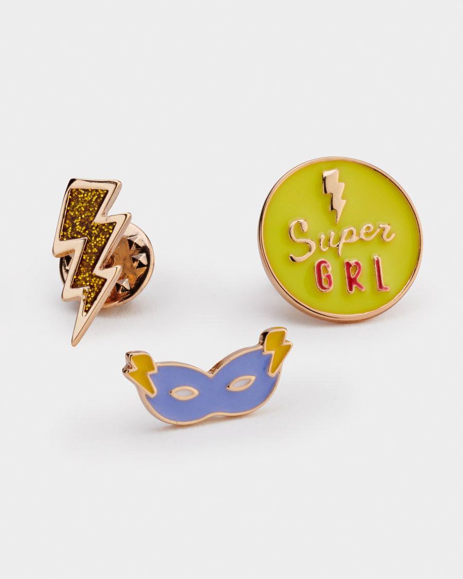 Stych Girl's Pack of 3 Super Girl Badge Set | Jewellery
