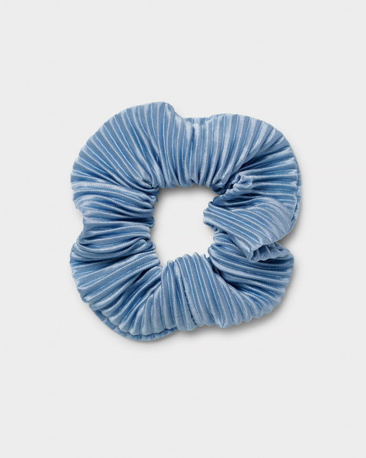 Crinkle Satin Scrunchie Blue