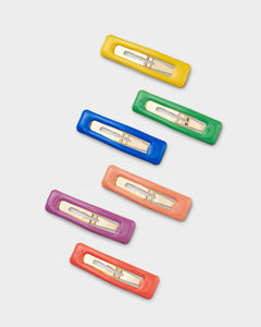 Stych Girls' Rainbow Enamel Hair Clip Set 6 pk  Multi colour 