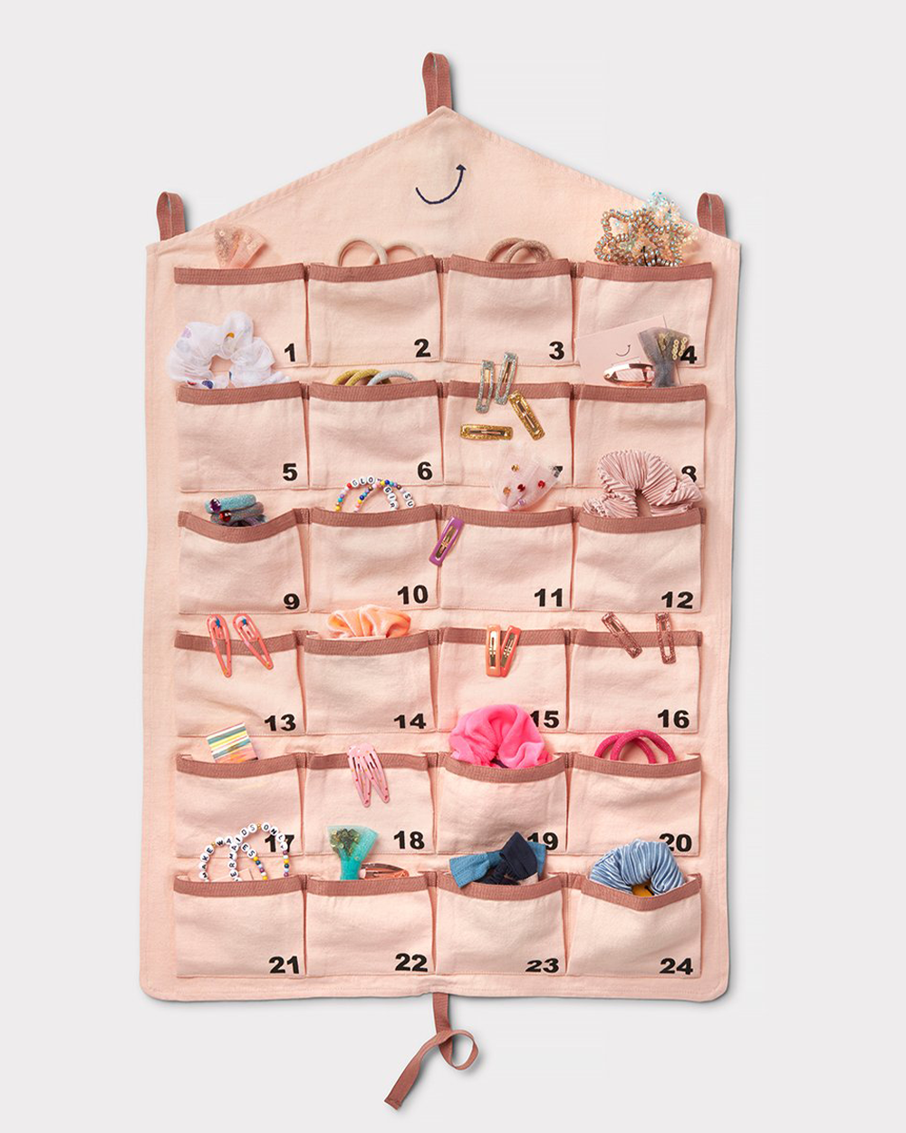 Stych Girl's Pink Fabric 24 Pocket Advent Calendar With Hanging Tabs