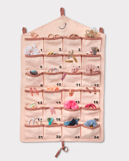 Stych Girl's Pink Fabric 24 Pocket Advent Calendar With Hanging Tabs