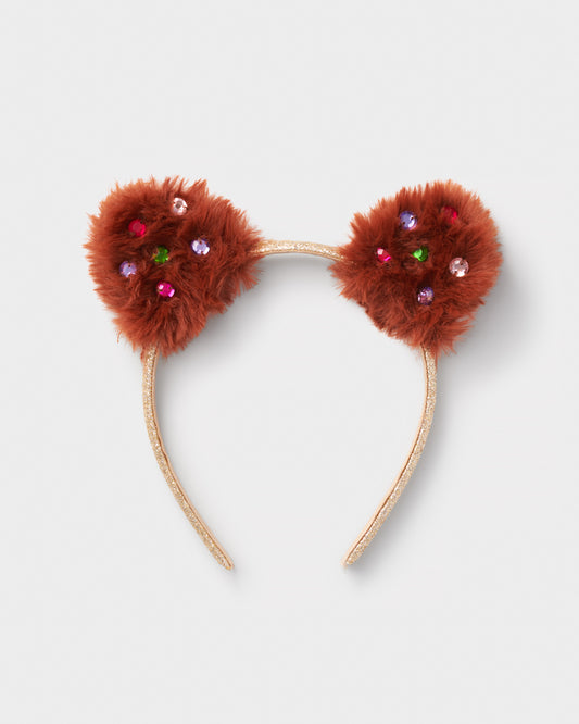 Stych Girl's Faux Fur & Gem Ear Headband