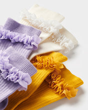 Load image into Gallery viewer, 3 Pack Tulle Frill Rib Socks Designed By Stych