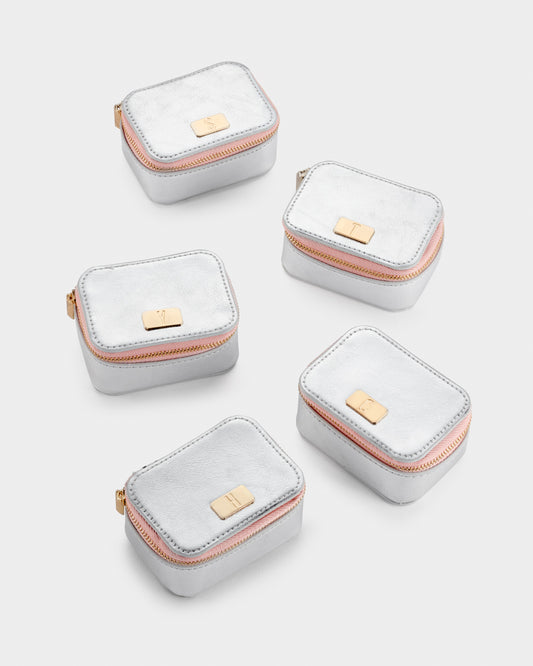 Stych Girls' Silver Metallic Initial Mini Jewellery Box | one size 