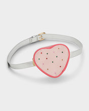 Load image into Gallery viewer, Pink Gem Heart Zipped Purse On Silver Adjustable Belt Bag 