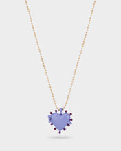 Load image into Gallery viewer, Stych Girl&#39;s Purple Beaded Heart Locket Charm Necklace on gold bead chain
