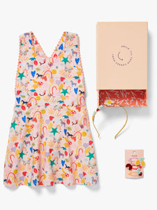 Stych Girl's  Rainbow heritage print dress and accessories gift box  Gift wrapped Age 3-4, 5-6, 7-8 years 