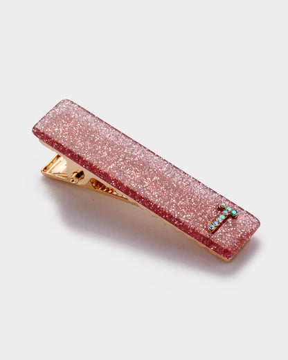 Stych Girls' Initial Pink Glitter Hair Clip
