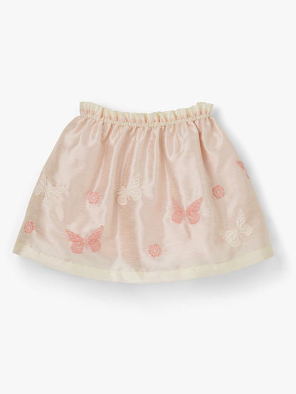 Stych Accessories - Pink Taffeta Butterfly Embroidered Skirt